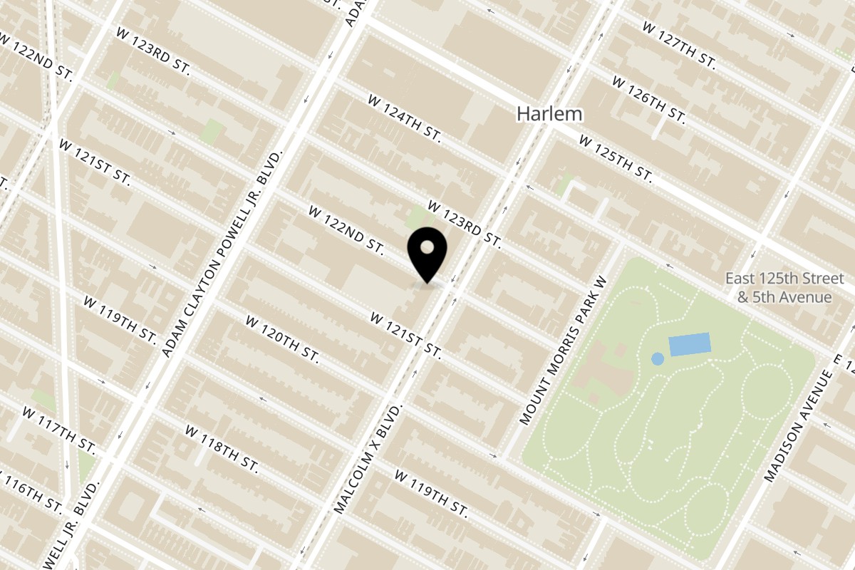 Map showing the location of Indian Summer Harlem on 239 Malcolm X Blvd in New York